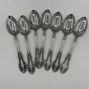 Springtime Stainless Japan Flatware 7 Oval Spoons Good Condition